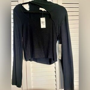 NWT Madden Girl long sleeve black cut out crop top sz XXL